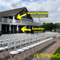 Click for larger view: How the sound system and speaker were close, but out of sight during the ceremony.