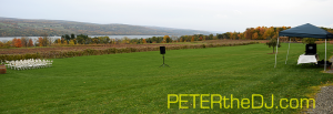 Showing the outdoor sound system in relation to the ceremony seating.